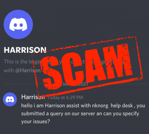 Example of scam on Discord
